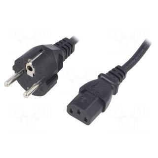 Cable | CEE 7/7 (E/F) plug,IEC C13 female | 1.8m | black | PVC | 16A