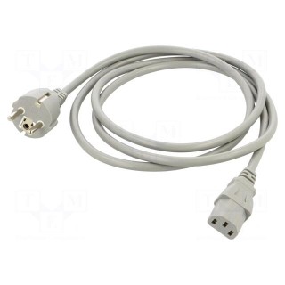 Cable | 3x1mm2 | CEE 7/7 (E/F) plug,IEC C13 female | PVC | 1.8m | grey