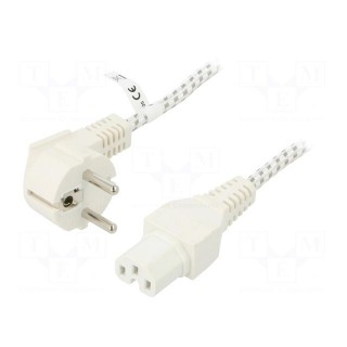Cable | 3x0.75mm2 | CEE 7/7 (E/F) plug,IEC C15 female | textile | 2m