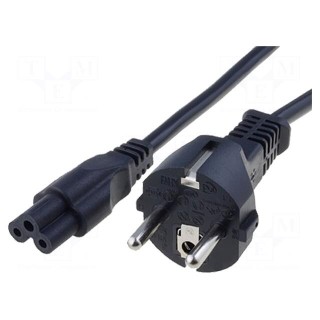 Cable | CEE 7/7 (E/F) plug,IEC C5 female | 2m | black | PVC | 2.5A