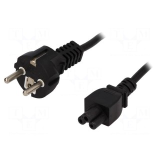 Cable | CEE 7/7 (E/F) plug,IEC C5 female | 1.8m | black | PVC | 2.5A