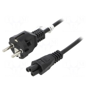 Cable | CEE 7/7 (E/F) plug,IEC C5 female | PVC | 1.8m | black | 2.5A