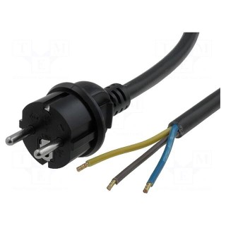 Cable | CEE 7/7 (E/F) plug,wires | 1.8m | black | PVC | 3x2,5mm2 | 16A