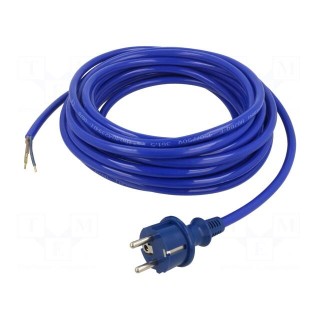 Cable | 3x1.5mm2 | CEE 7/7 (E/F) plug,wires | PUR | 10m | blue | 16A
