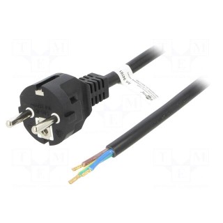 Cable | CEE 7/7 (E/F) plug,wires | PVC | 1.5m | black | 16A | 250V