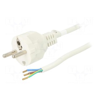 Cable | CEE 7/7 (E/F) plug,wires | PVC | 1.5m | white | 16A | 250V