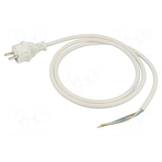 Cable | 3x1.5mm2 | CEE 7/7 (E/F) plug,wires | PVC | 1.5m | white | 16A