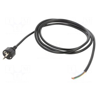 Cable | 3x1.5mm2 | CEE 7/7 (E/F) plug,wires | PVC | 2.5m | black | 16A