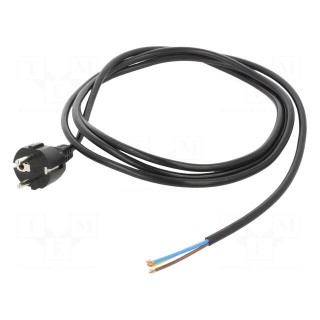 Cable | 3x1mm2 | CEE 7/7 (E/F) plug,wires | PVC | 2.5m | black | 10A