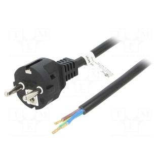 Cable | CEE 7/7 (E/F) plug,wires | PVC | 2m | black | 16A | 250V