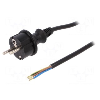 Cable | SCHUKO plug,CEE 7/7 (E/F) plug,wires | 2m | black | PVC | 16A