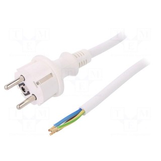 Cable | SCHUKO plug,CEE 7/7 (E/F) plug,wires | 1.5m | white | PVC