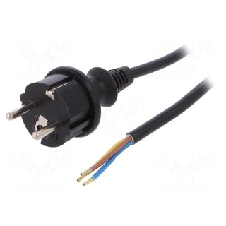 Cable | SCHUKO plug,CEE 7/7 (E/F) plug,wires | 4m | black | PVC | 16A