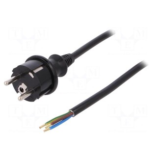 Cable | SCHUKO plug,CEE 7/7 (E/F) plug,wires | 4m | black | PVC | 16A