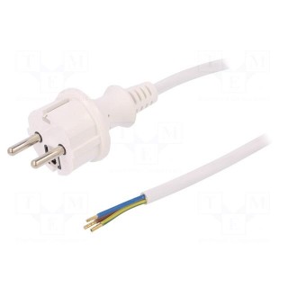 Cable | SCHUKO plug,CEE 7/7 (E/F) plug,wires | 4m | white | PVC | 16A