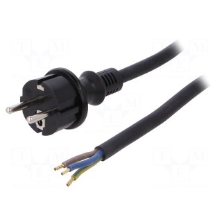 Cable | SCHUKO plug,CEE 7/7 (E/F) plug,wires | 2m | black | rubber