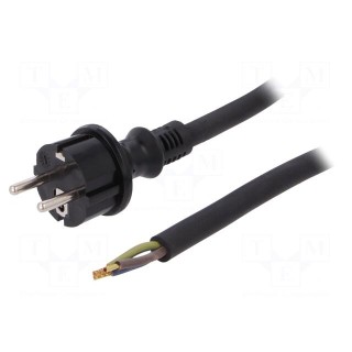 Cable | SCHUKO plug,CEE 7/7 (E/F) plug,wires | 4.5m | black | rubber