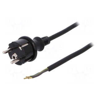 Cable | SCHUKO plug,CEE 7/7 (E/F) plug,wires | 4.5m | black | rubber