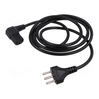 Cable | 3x0.75mm2 | CEI 23-50 (L) plug,IEC C13 female 90° | PVC | 2m