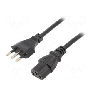 Cable | 3x1mm2 | CEI 23-50 (L) plug,IEC C13 female | PVC | 1m | black