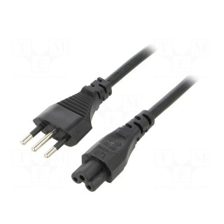 Cable | 3x0.75mm2 | CEI 23-50 (L) plug,IEC C5 female | PVC | 3m | 10A