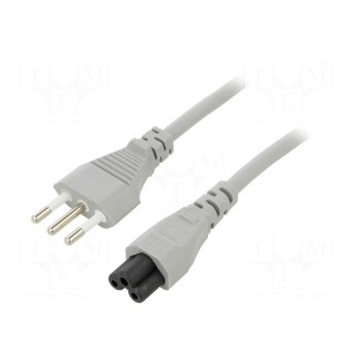 Cable | 3x0.75mm2 | CEI 23-50 (L) plug,IEC C5 female | PVC | 1.8m