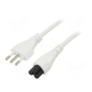 Cable | 3x0.75mm2 | CEI 23-50 (L) plug,IEC C5 female | PVC | 1m | 10A