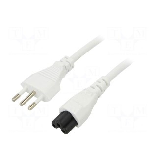 Cable | 3x0.75mm2 | CEI 23-50 (L) plug,IEC C5 female | PVC | 3m | 10A