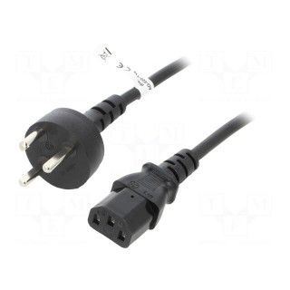 Cable | DE2-13R (K) plug,IEC C13 female | PVC | 2m | black | 10A | 250V
