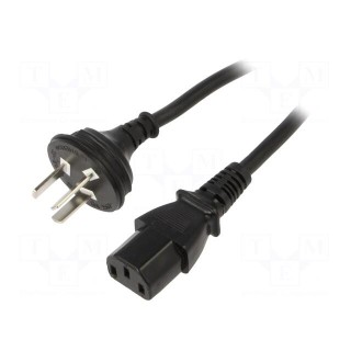 Cable | 3G1mm2 | GB 2099 plug,IEC C13 female | PVC | 1.8m | black | 10A