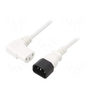 Cable | 3x1mm2 | IEC C13 female 90°,IEC C14 male | PVC | 1m | white