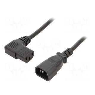 Cable | 3x1mm2 | IEC C13 female 90°,IEC C14 male | PVC | 1.8m | black