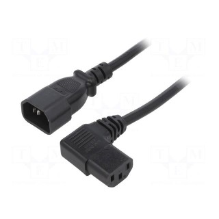 Cable | 3x1mm2 | IEC C13 female 90°,IEC C14 male | PVC | 1m | black