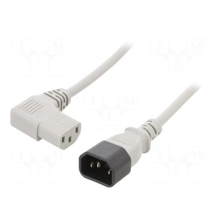 Cable | 3x1mm2 | IEC C13 female 90°,IEC C14 male | PVC | 5m | grey | 10A