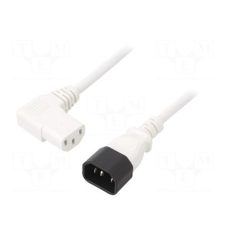 Cable | 3x1mm2 | IEC C13 female 90°,IEC C14 male | PVC | 5m | white