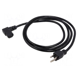 Cable | 3x18AWG | IEC C13 female 90°,NEMA 5-15 (B) plug | PVC | 2m