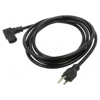 Cable | 3x16AWG | IEC C13 female 90°,NEMA 5-15 (B) plug | PVC | 3m