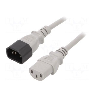 Cable | 3x0.75mm2 | IEC C13 female,IEC C14 male | PVC | 0.5m | grey