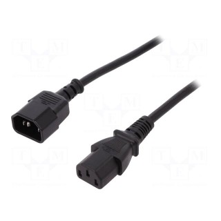 Cable | IEC C13 female,IEC C14 male | 1.8m | black | 10A | 250V