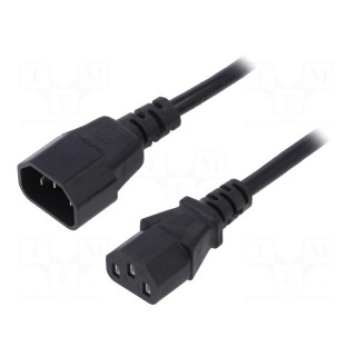 Cable | 3x0.5mm2 | IEC C13 female,IEC C14 male | PVC | 1.8m | black