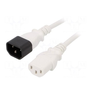 Cable | 3x0.75mm2 | IEC C13 female,IEC C14 male | PVC | 1.8m | white