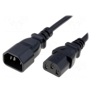 Cable | IEC C13 female,IEC C14 male | 3m | black | PVC | 3x1mm2 | 10A