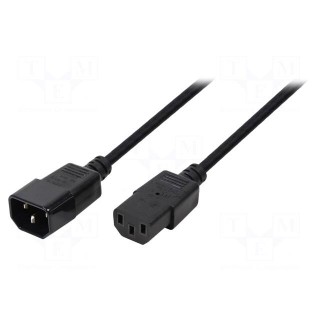 Cable | IEC C13 female,IEC C14 male | 3m | black | 10A | 250V