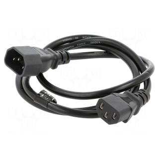 Cable | 3x0.75mm2 | IEC C13 female,IEC C14 male | PVC | 1.2m | black