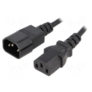 Cable | IEC C13 female,IEC C14 male | 1.8m | black | PVC | 3x0,75mm2