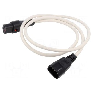 Cable | IEC C13 female,IEC C14 male | PVC | 1m | white | 10A | 250V