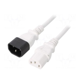 Cable | 3x0.75mm2 | IEC C13 female,IEC C14 male | PVC | 1m | white | 10A