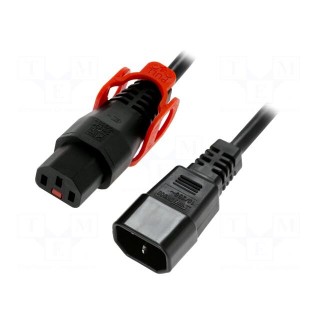 Cable | IEC C13 female,IEC C14 male | 2m | with IEC LOCK+ locking
