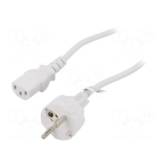Cable | IEC C13 female,IEC C14 male | PVC | 2m | white | 10A | 250V