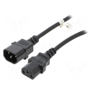 Cable | IEC C13 female,IEC C14 male | PVC | 3.5m | black | 10A | 250V